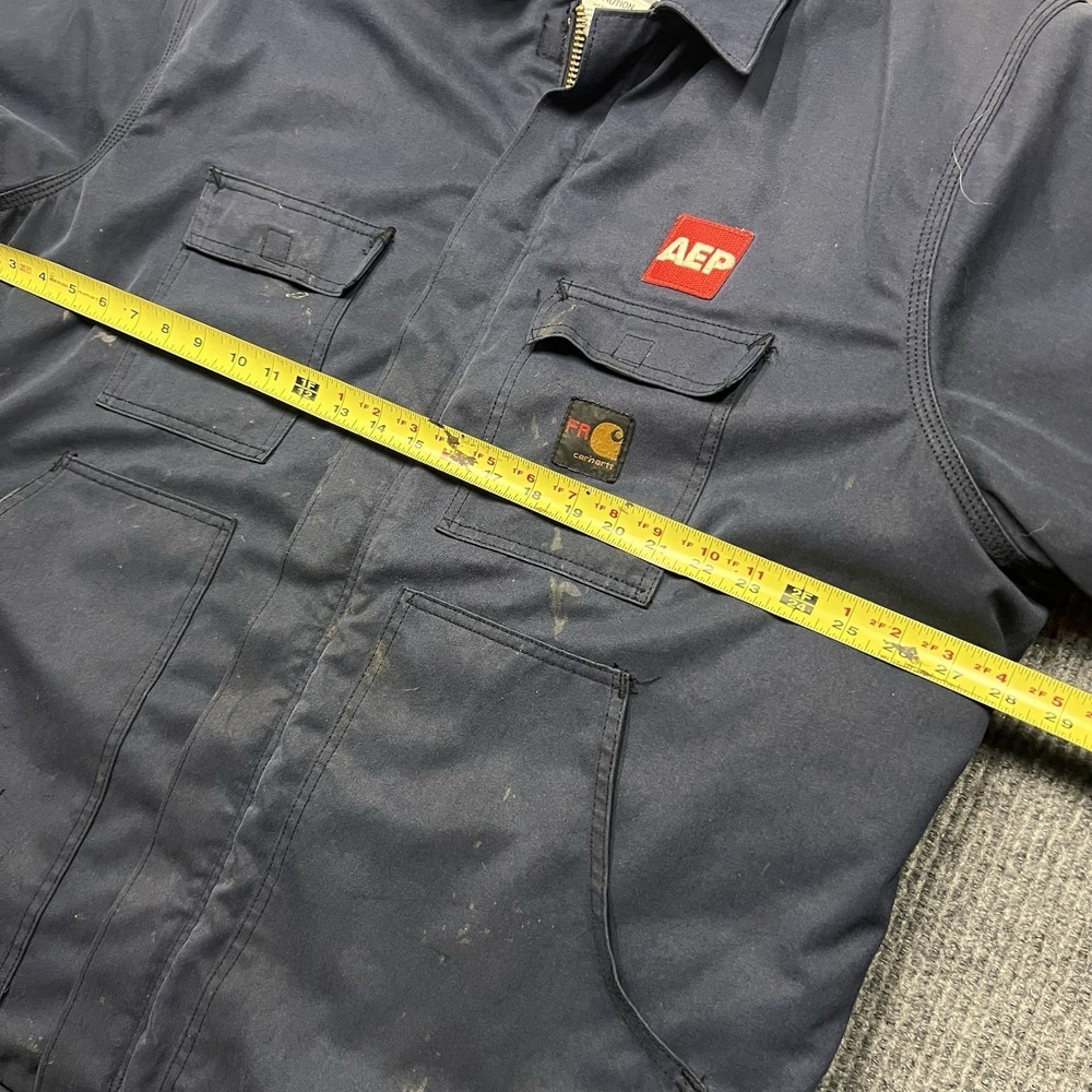 Carhartt FR Flame Resistant Men's 2XL Canvas Blue Work Coat Jacket Quilted Lined - Picture 4 of 16